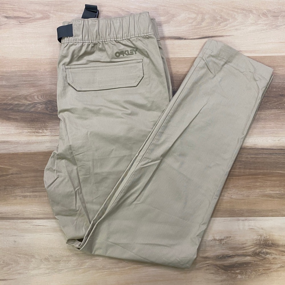 Oakley Trousers Size M Belted Chino Pants Cotton Regular Fit Khaki Tan